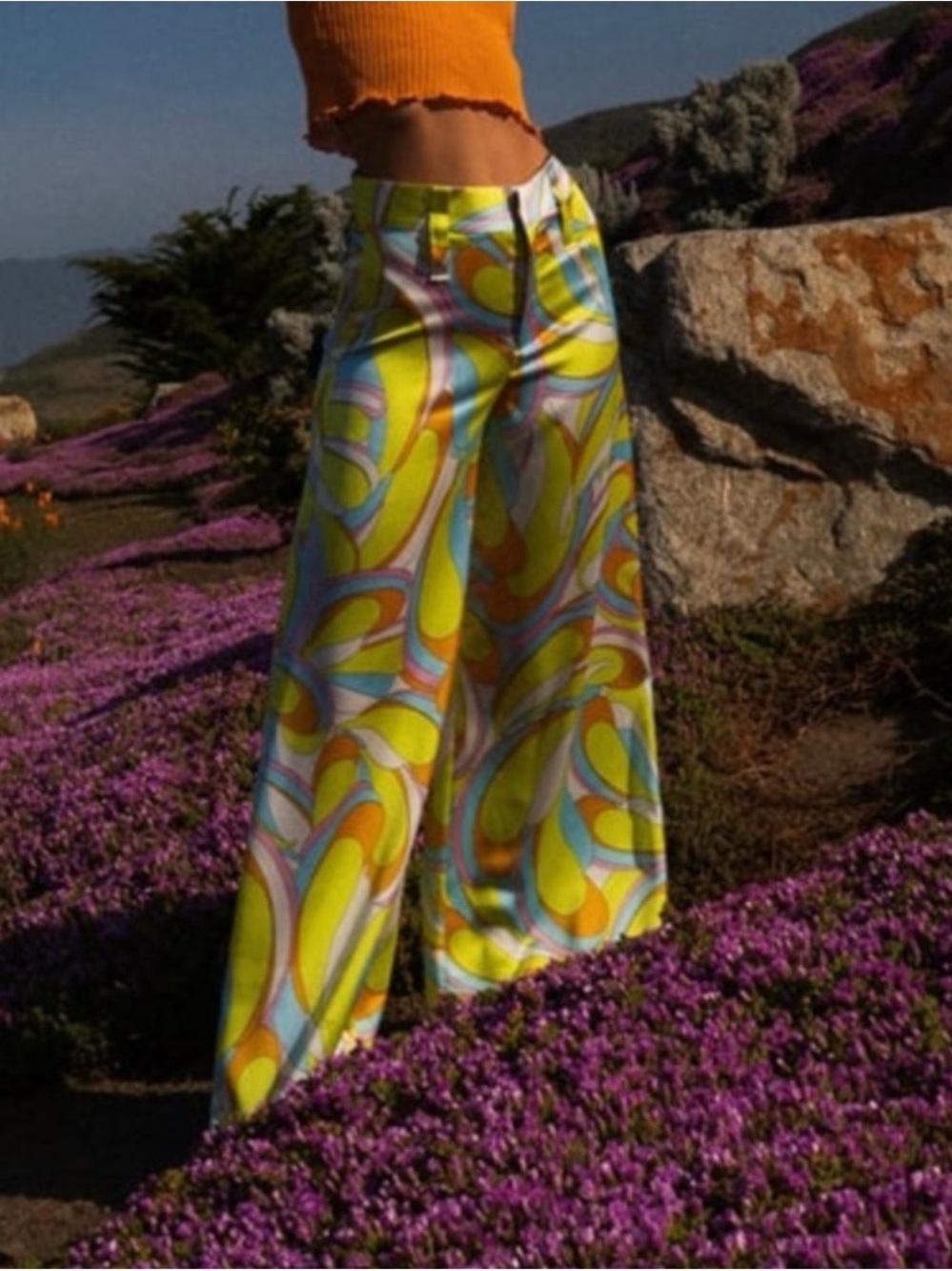 Zara Wide Leg Pucci Inspired Full Length Satin Pants